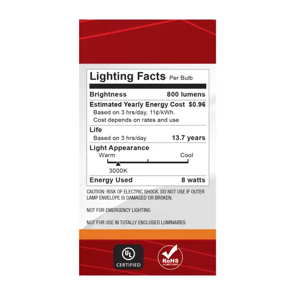 8 Watt LED A19 - 3000K-2000K Warm Dimming - Medium Base - Frost Finish - Image 8