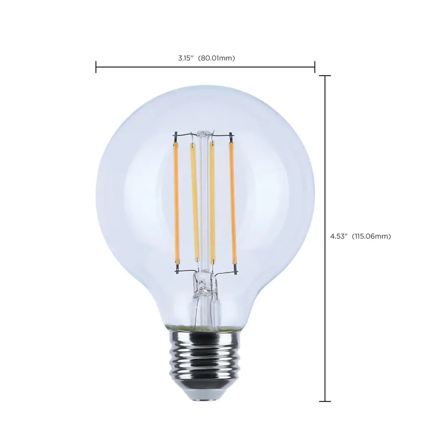 8 Watt LED G25 - 3000K-2000K Warm Dimming - Medium Base - Clear Finish - Image 11