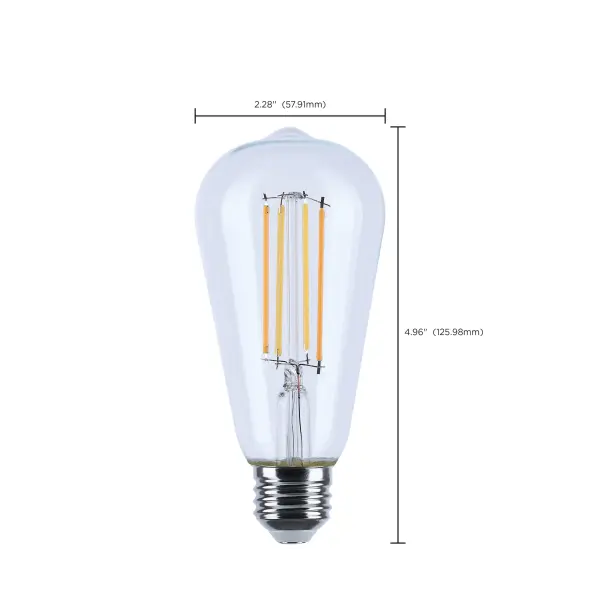 8 Watt LED ST19 - 3000K-2000K Warm Dimming - Medium Base - Clear Finish - Image 11
