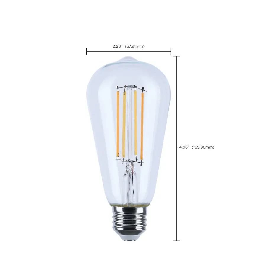 8 Watt LED ST19 - 3000K-2000K Warm Dimming - Medium Base - Clear Finish - Image 11