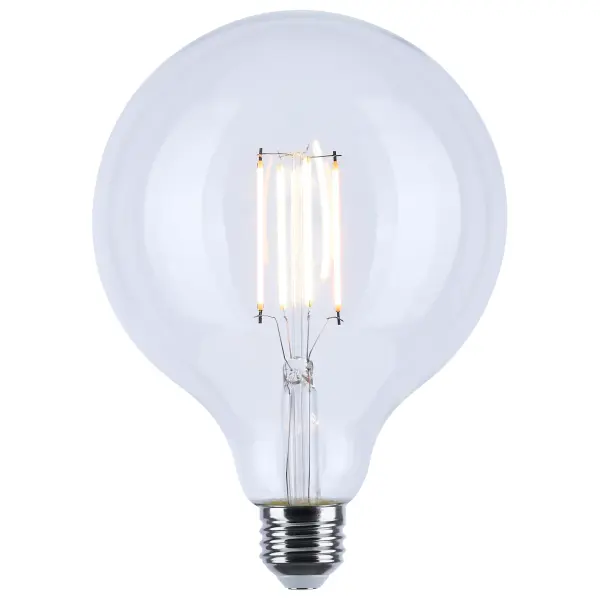 SATCO NUVO's new Dim to Warm filament lamps emulate the glow of traditional incandescent dimming, shifting smoothly from 3000K to a warm 2000K as they dim. This natural transition enhances comfort and ambiance, ideal for residential, hospitality, and decorative settings. Available in a range of shapes-including A19, G25, G40, ST19, B11, G15.5, and A15-with clear, frosted, or white glass finishes, the line includes both E26 and E12 base options. These 120V lamps deliver 450 or 800 lumens at just 4.5W or 8W, feature 360 degrees of illumination, 90 CRI for vivid color, and are rated for wet locations. - alternate view