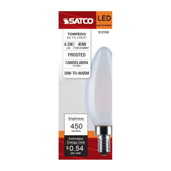 4.5 Watt LED B11 - 3000K-2000K Warm Dimming - Candelabra Base - Frost Finish - Image 5