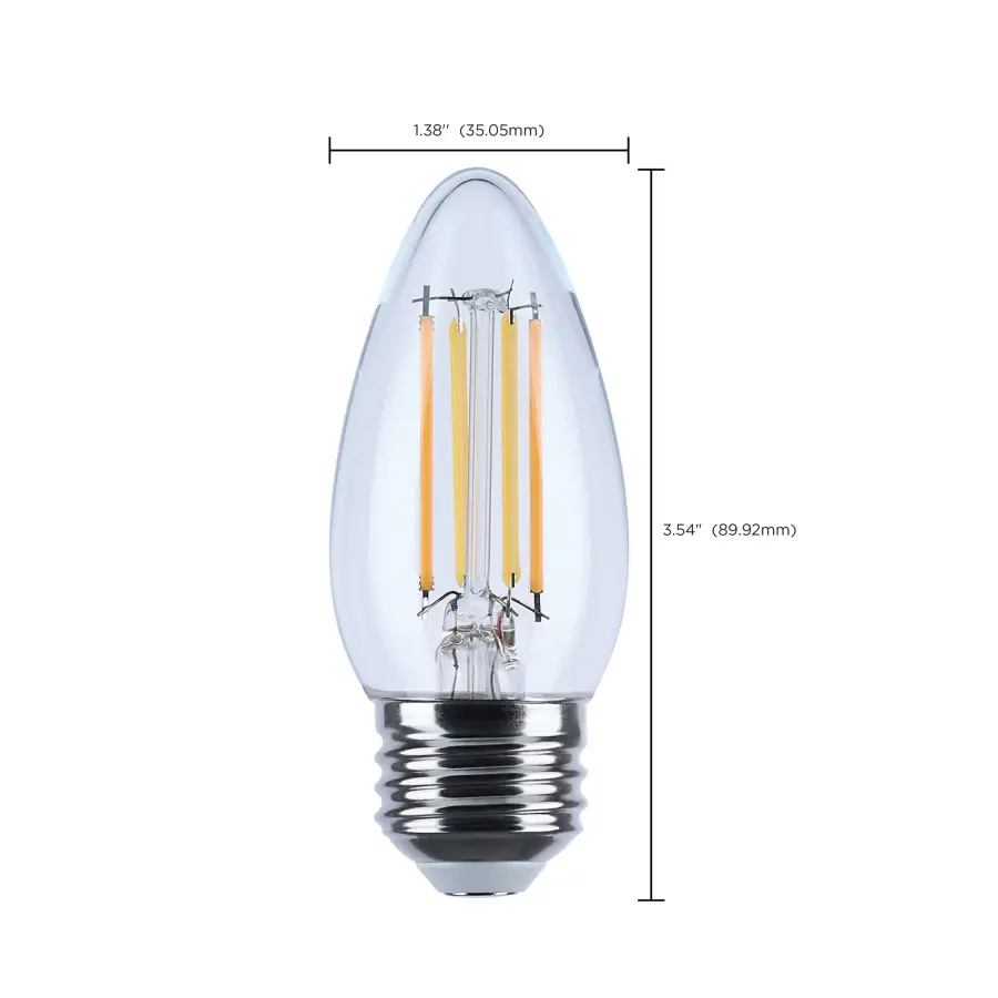 4.5 Watt LED B11 - 3000K-2000K Warm Dimming - Medium Base - Clear Finish - Image 11