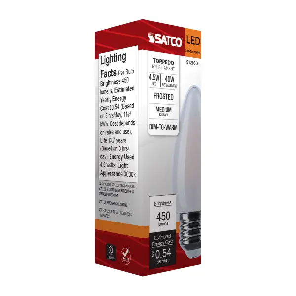 4.5 Watt LED B11 - 3000K-2000K Warm Dimming - Medium Base - Frost Finish - Image 10