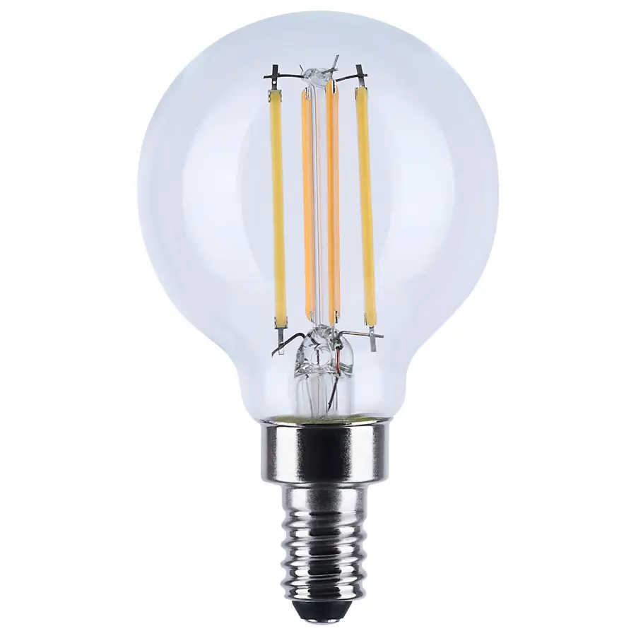 4.5 Watt LED G16.5 - 3000K-2000K Warm Dimming - Candelabra Base - Clear Finish - Image 1