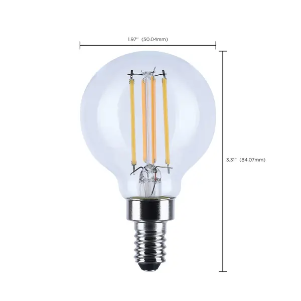 4.5 Watt LED G16.5 - 3000K-2000K Warm Dimming - Candelabra Base - Clear Finish - Image 11