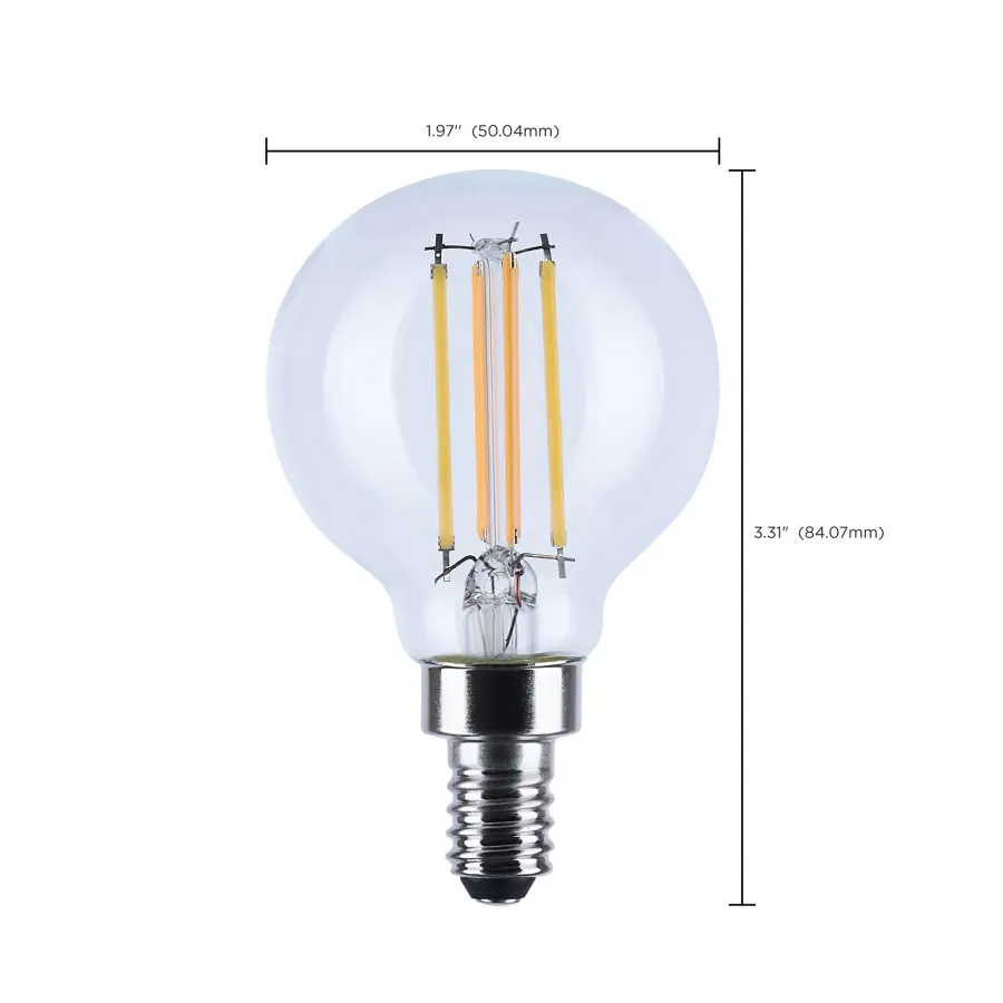 4.5 Watt LED G16.5 - 3000K-2000K Warm Dimming - Candelabra Base - Clear Finish - Image 11