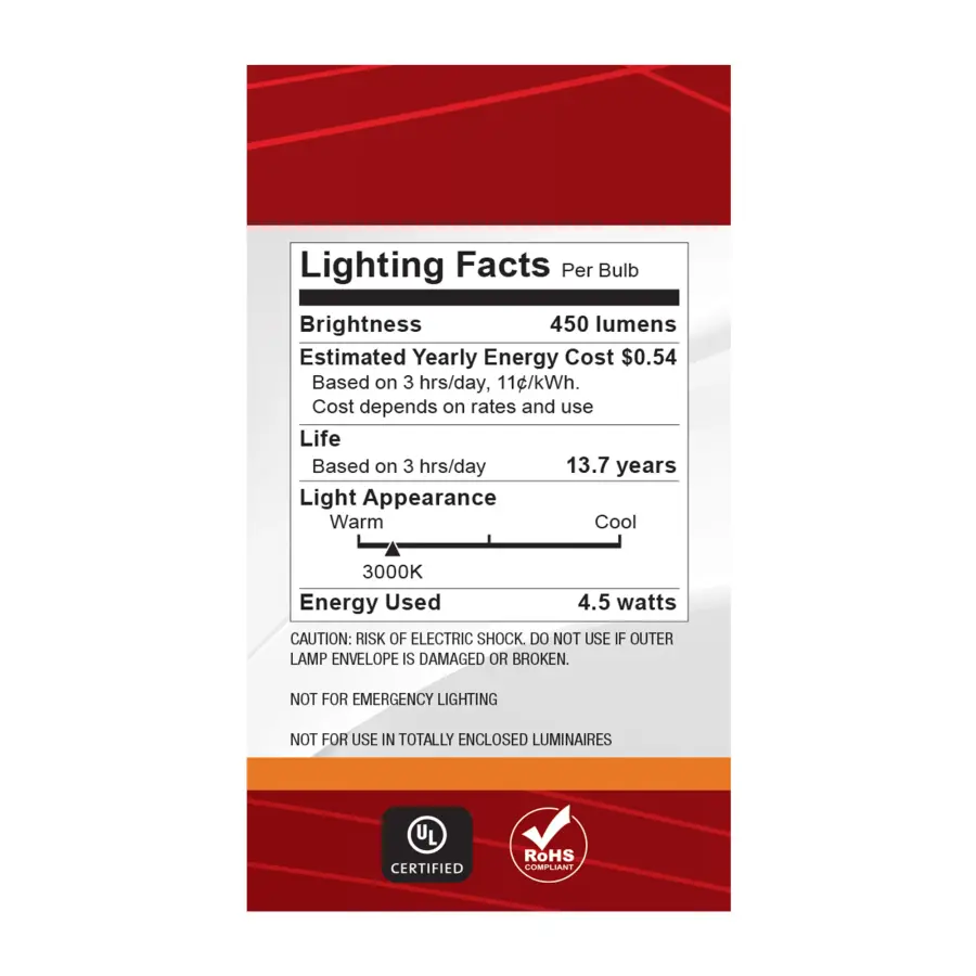 4.5 Watt LED G16.5 - 3000K-2000K Warm Dimming - Candelabra Base - Clear Finish - Image 8