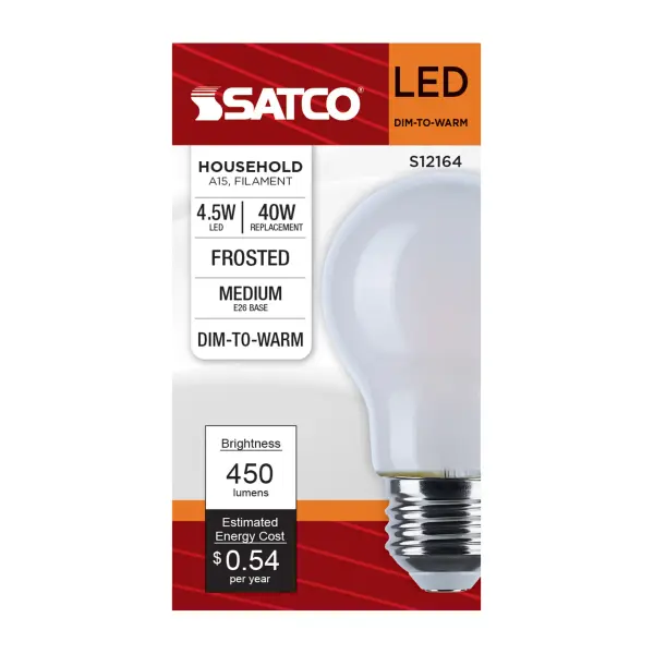 4.5 Watt LED A15 - 3000K-2000K Warm Dimming - Medium Base - Frost Finish - Image 5