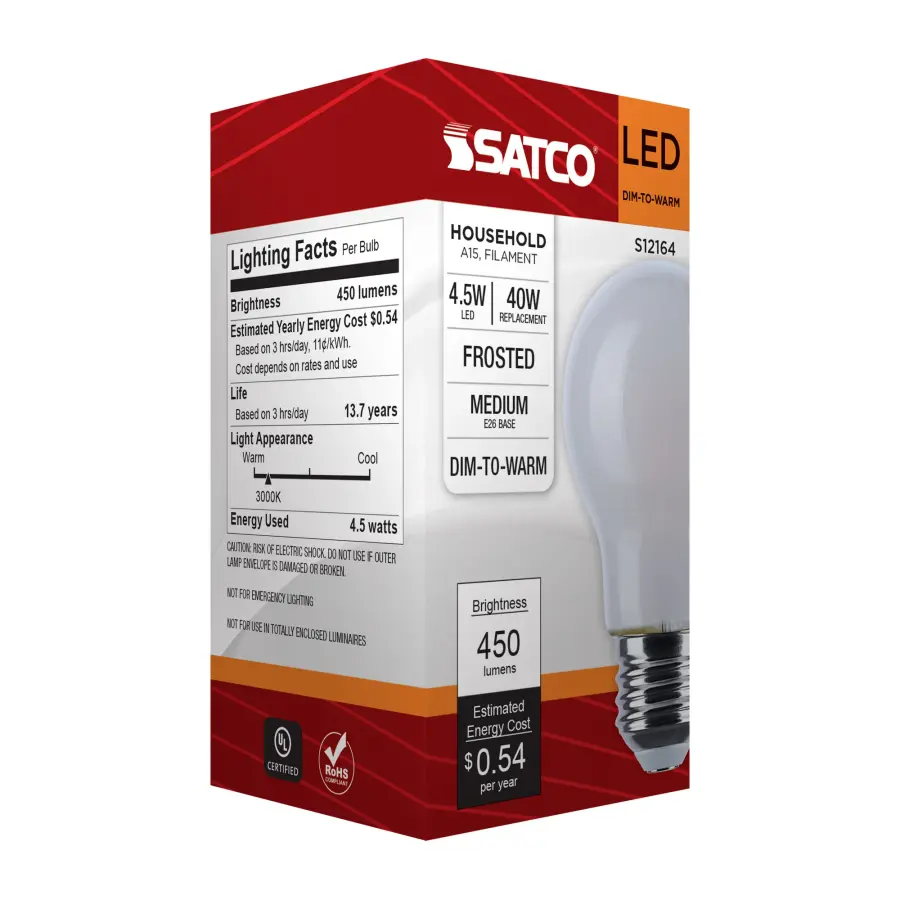 4.5 Watt LED A15 - 3000K-2000K Warm Dimming - Medium Base - Frost Finish - Image 10