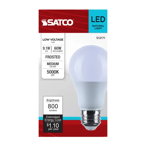 9.1 Watt A19 LED - 5000K CCT - Medium Base - White Finish - 12V-24VAC - 12V-34VDC - Image 4