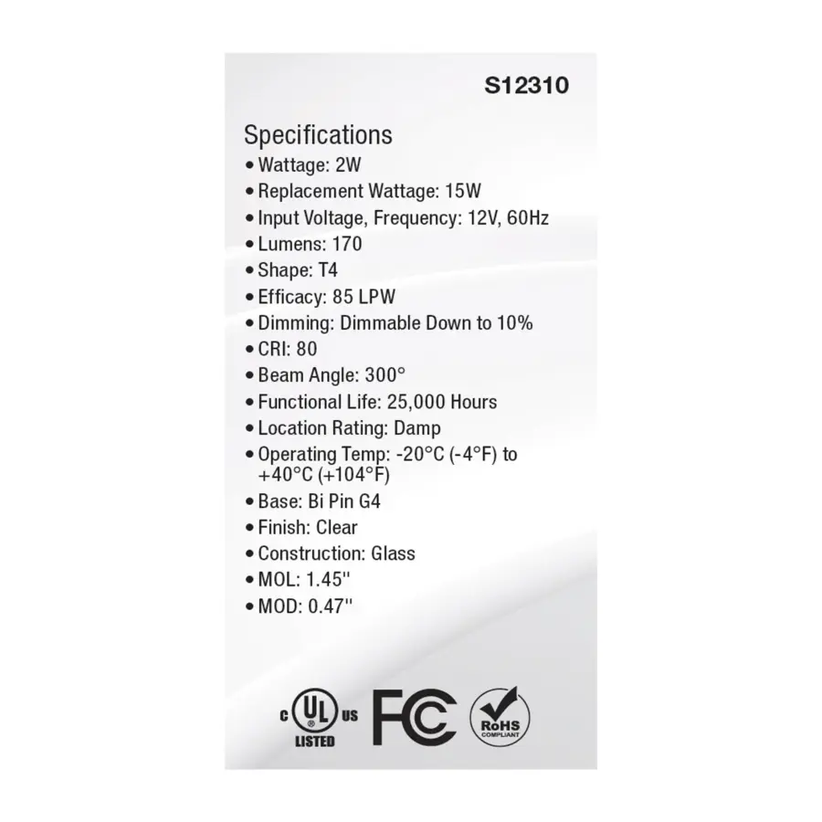 2 Watt T4 LED - Clear Finish - Bi Pin G4 Base - 3000K - 12 Volt - Image 5