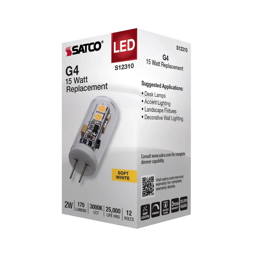 2 Watt T4 LED - Clear Finish - Bi Pin G4 Base - 3000K - 12 Volt - Image 6