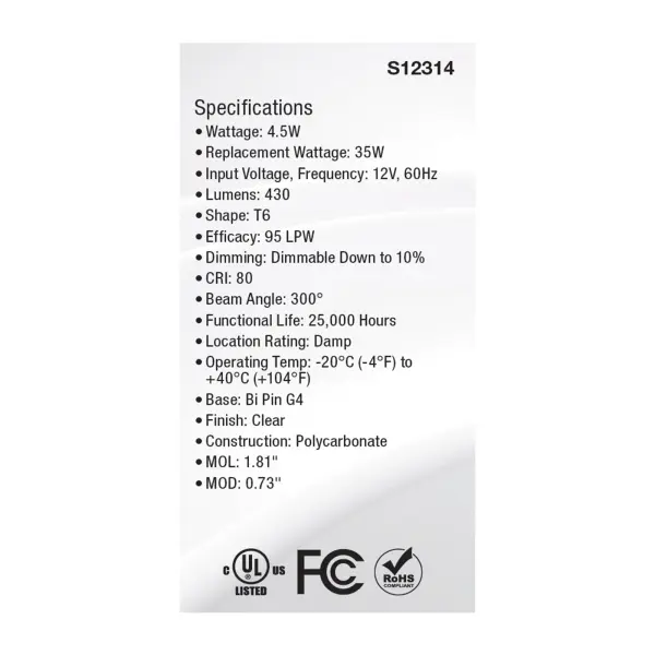 4.5 Watt T6 LED - Clear Finish - Bi Pin G4 Base - 3000K - 12 Volt - Image 5