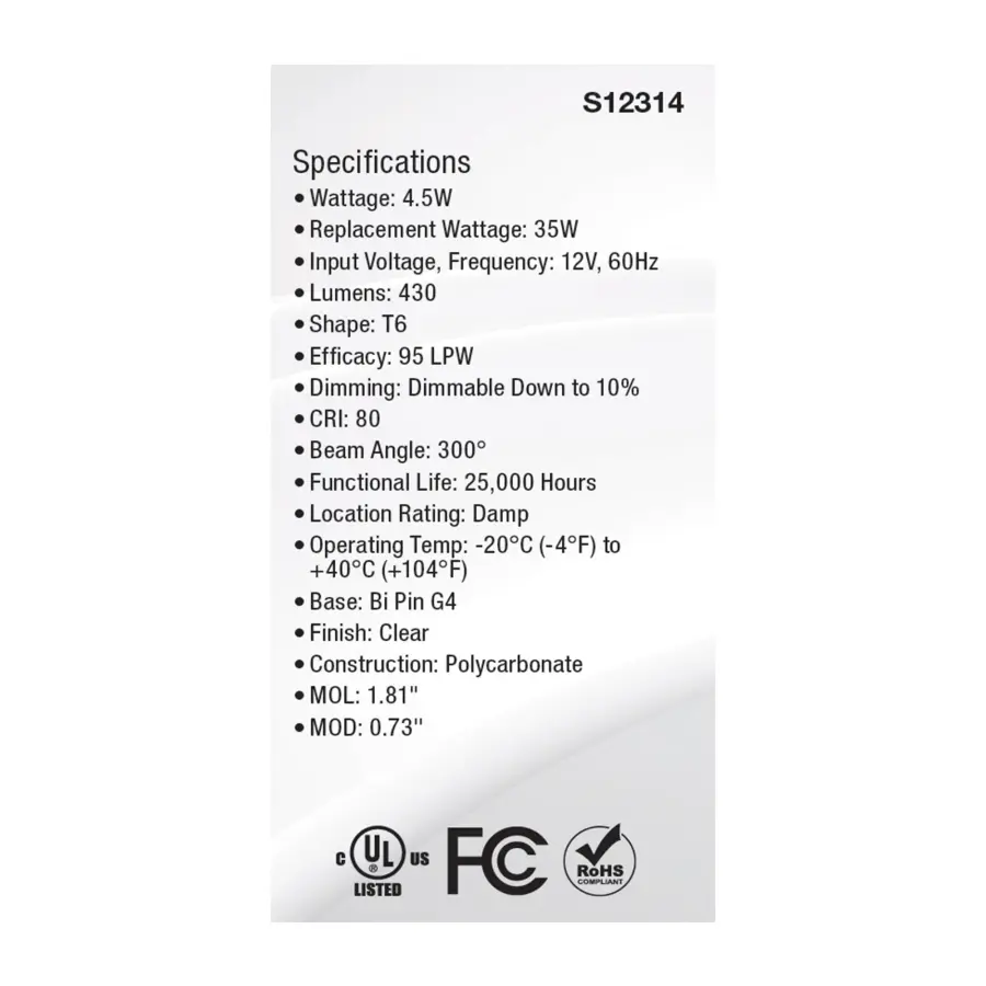 4.5 Watt T6 LED - Clear Finish - Bi Pin G4 Base - 3000K - 12 Volt - Image 5