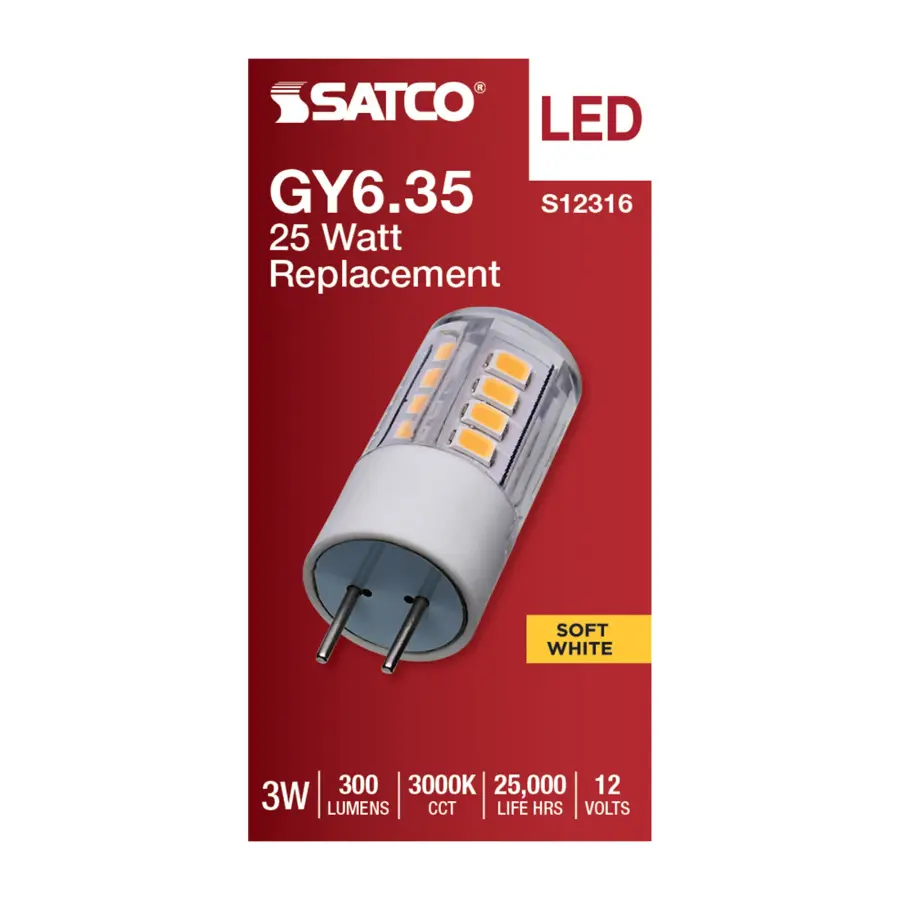 3 Watt T5 LED - Clear Finish - GY6.35 Base - 3000K - 12 Volt - Image 3