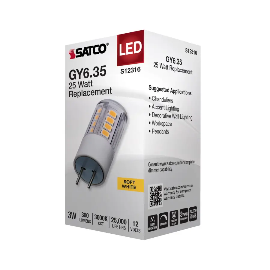 3 Watt T5 LED - Clear Finish - GY6.35 Base - 3000K - 12 Volt - Image 6