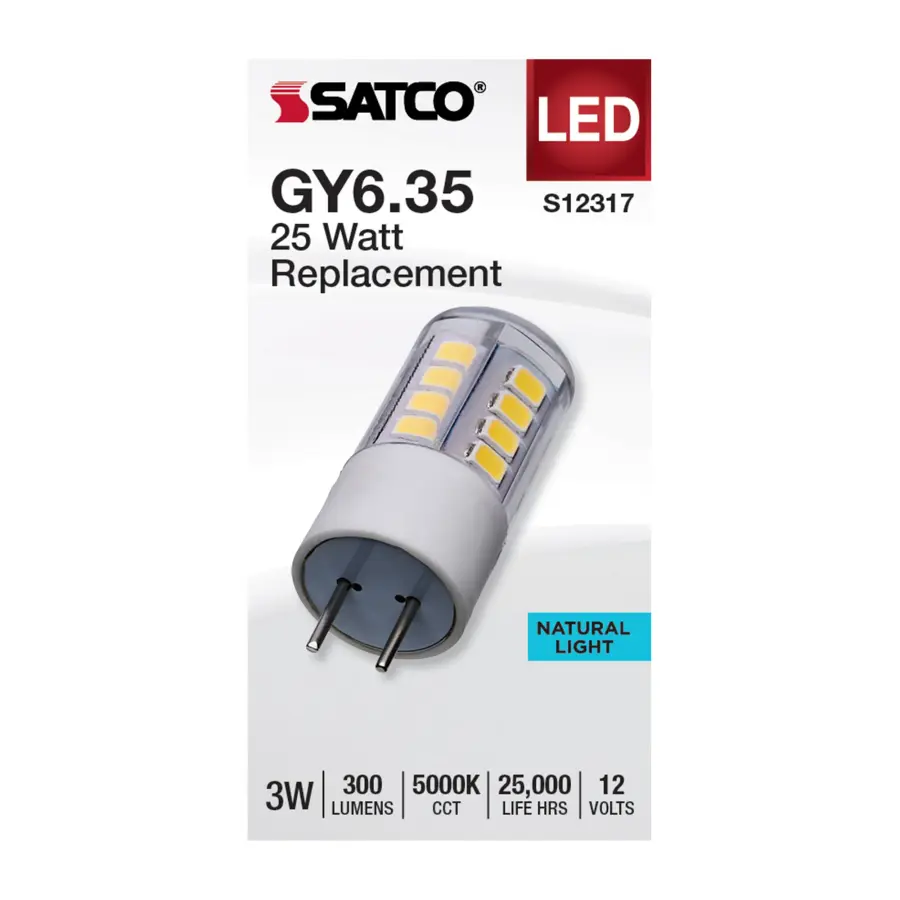 3 Watt T5 LED - Clear Finish - GY6.35 Base - 5000K - 12 Volt - Image 2