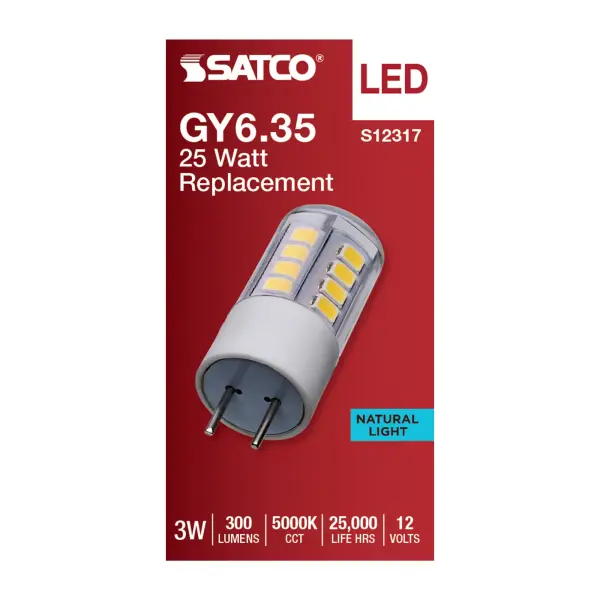 3 Watt T5 LED - Clear Finish - GY6.35 Base - 5000K - 12 Volt - Image 3
