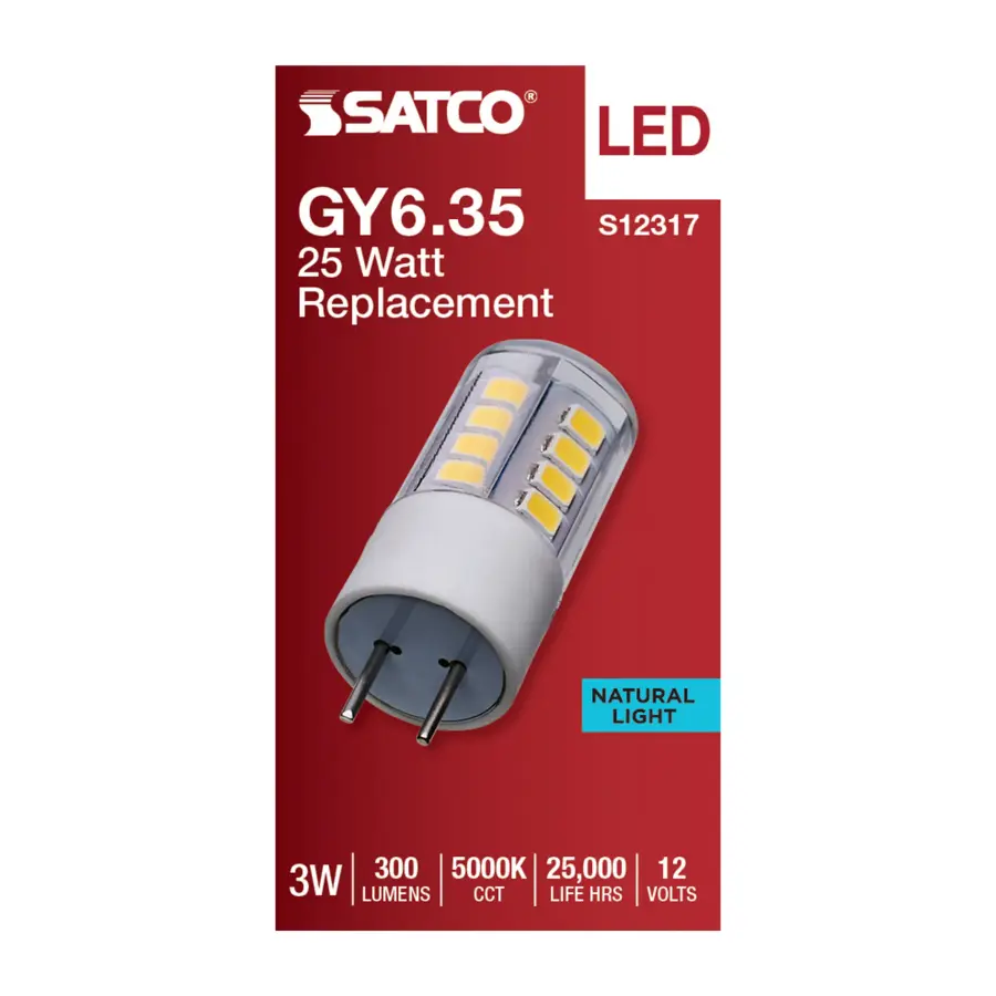 3 Watt T5 LED - Clear Finish - GY6.35 Base - 5000K - 12 Volt - Image 3