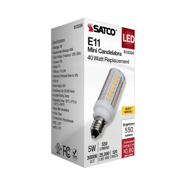 5 Watt T6 LED - Clear Finish - E11 Base - 3000K - 120 Volt - Image 7
