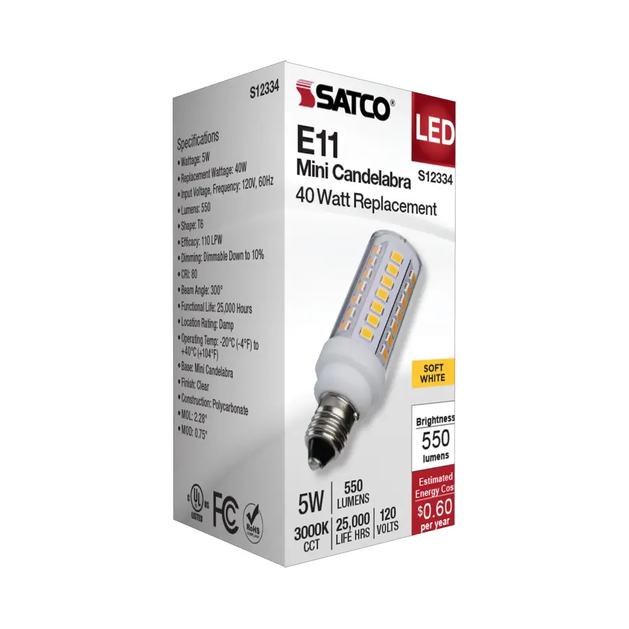 5 Watt T6 LED - Clear Finish - E11 Base - 3000K - 120 Volt - Image 7