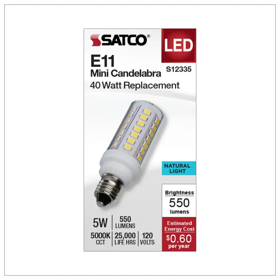 5 Watt T6 LED - Clear Finish - E11 Base - 5000K - 120 Volt - Image 2