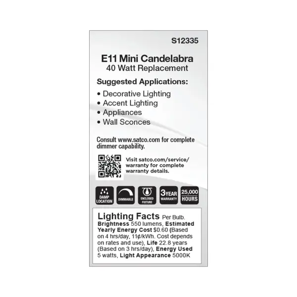 5 Watt T6 LED - Clear Finish - E11 Base - 5000K - 120 Volt - Image 5