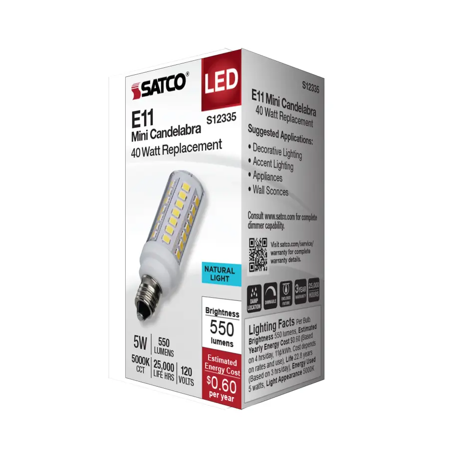 5 Watt T6 LED - Clear Finish - E11 Base - 5000K - 120 Volt - Image 6
