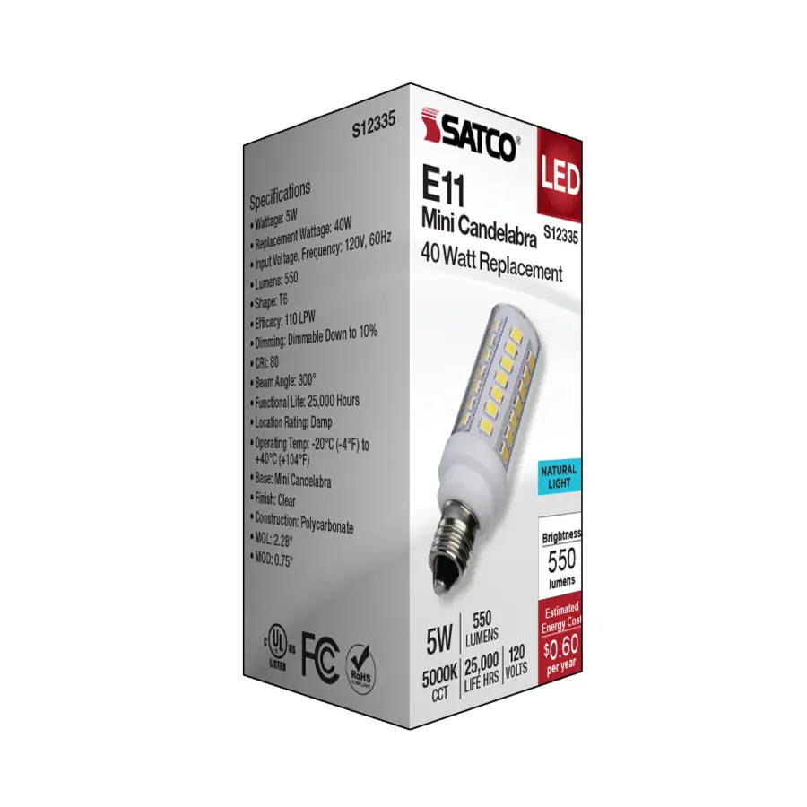 5 Watt T6 LED - Clear Finish - E11 Base - 5000K - 120 Volt - Image 7