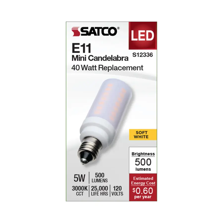 5 Watt T6 LED - Frost Finish - E11 Base - 3000K - 120 Volt - Image 2