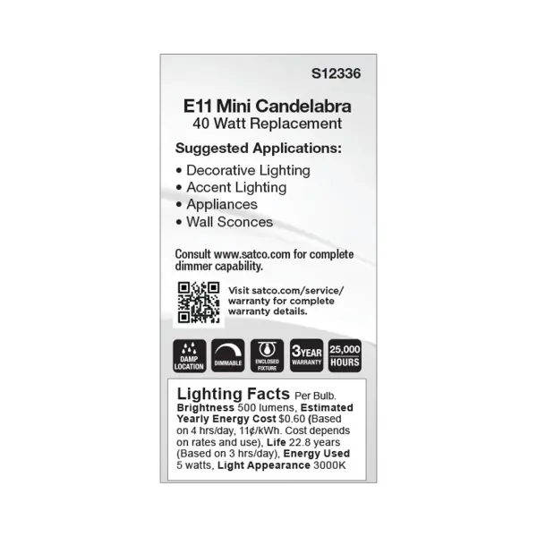 5 Watt T6 LED - Frost Finish - E11 Base - 3000K - 120 Volt - Image 5