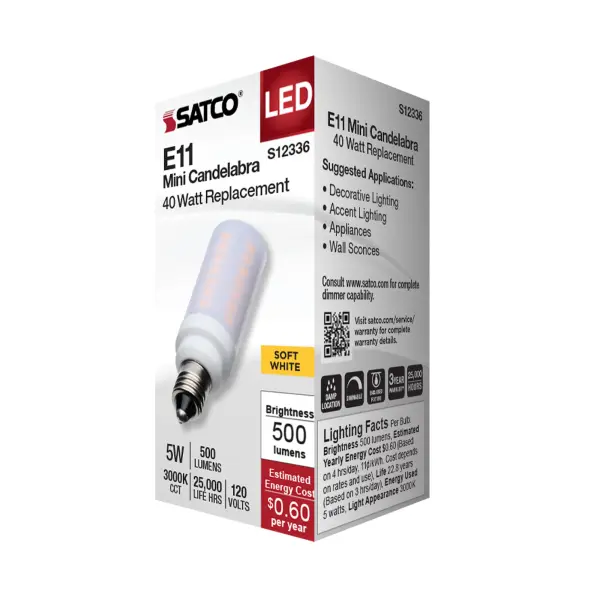 5 Watt T6 LED - Frost Finish - E11 Base - 3000K - 120 Volt - Image 6