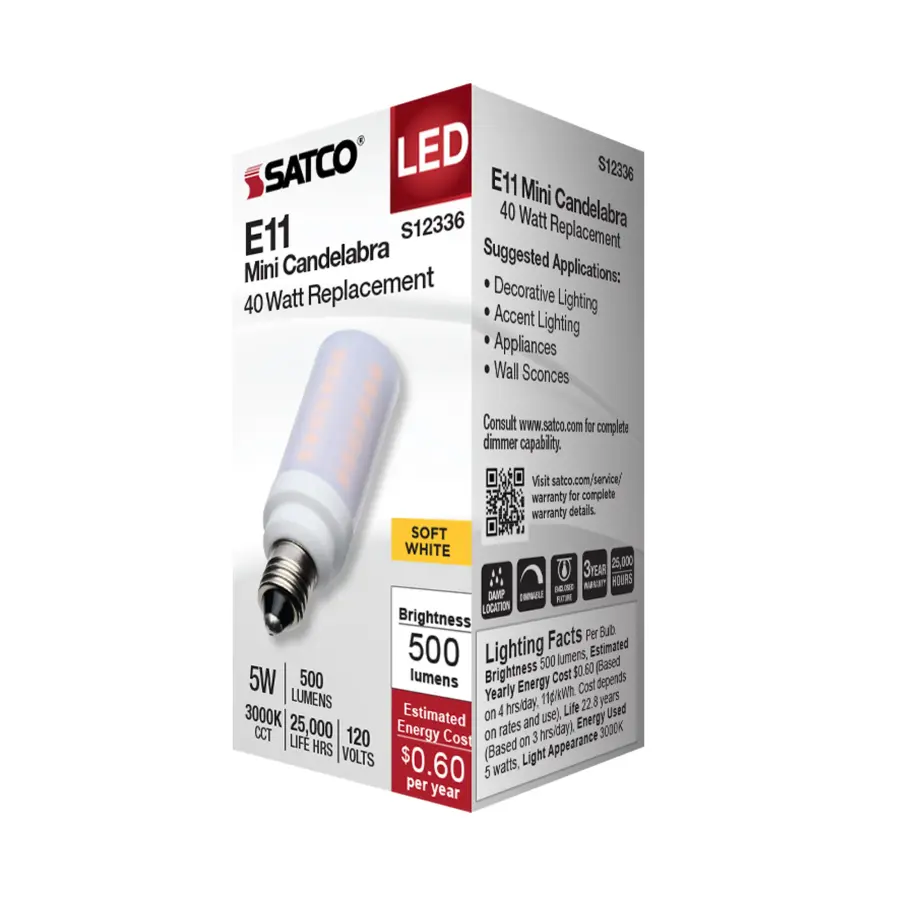 5 Watt T6 LED - Frost Finish - E11 Base - 3000K - 120 Volt - Image 6