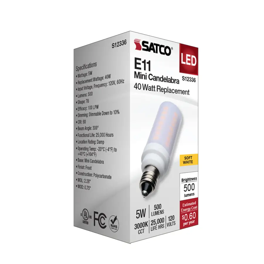 5 Watt T6 LED - Frost Finish - E11 Base - 3000K - 120 Volt - Image 7