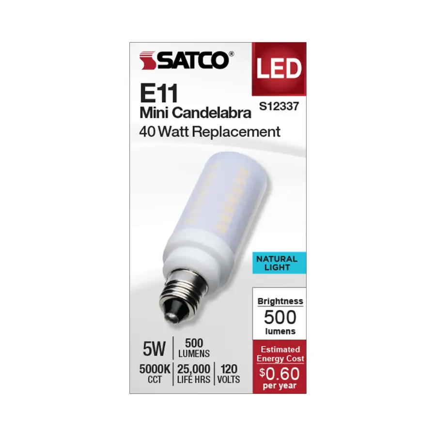 5 Watt T6 LED - Frost Finish - E11 Base - 5000K - 120 Volt - Image 2
