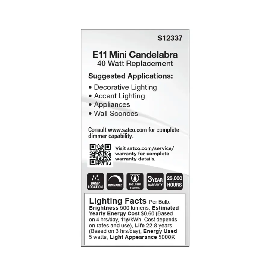 5 Watt T6 LED - Frost Finish - E11 Base - 5000K - 120 Volt - Image 5