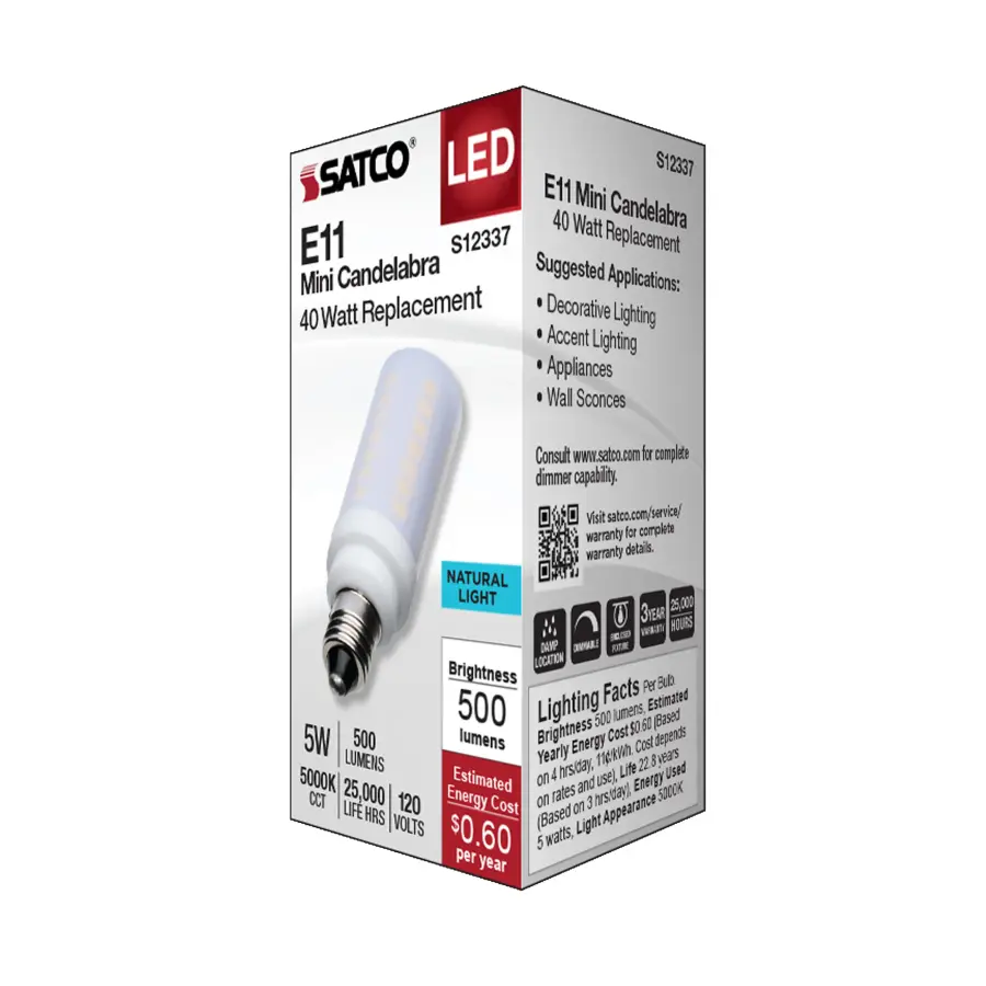 5 Watt T6 LED - Frost Finish - E11 Base - 5000K - 120 Volt - Image 6