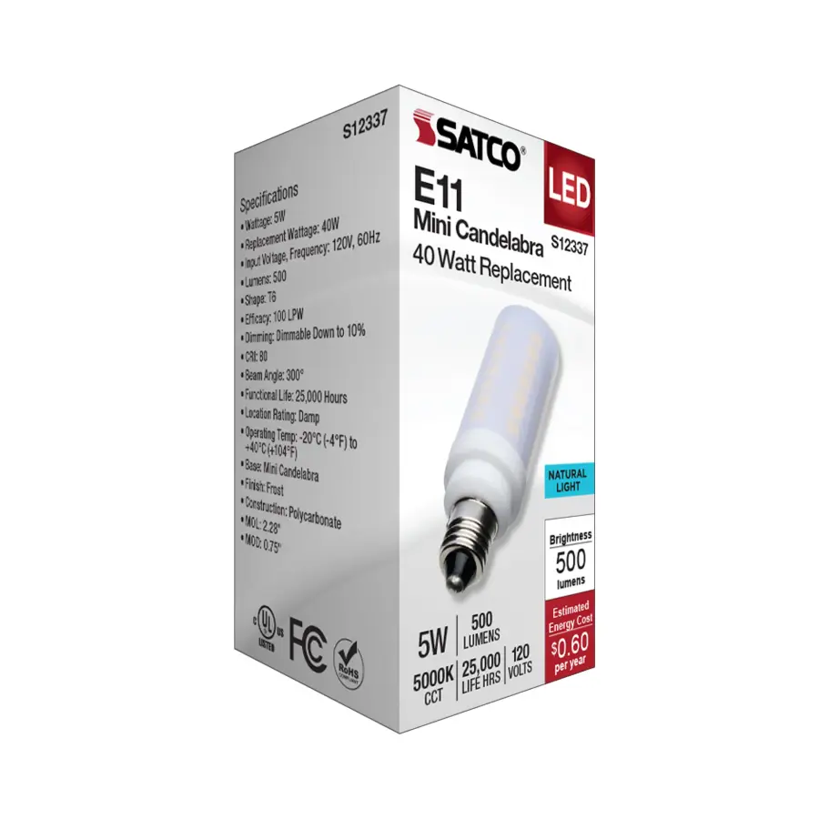 5 Watt T6 LED - Frost Finish - E11 Base - 5000K - 120 Volt - Image 7