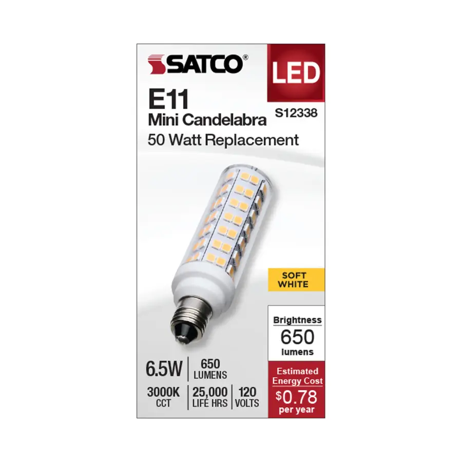 6.5 Watt T6 LED - Clear Finish - E11 Base - 3000K - 120 Volt - Image 2