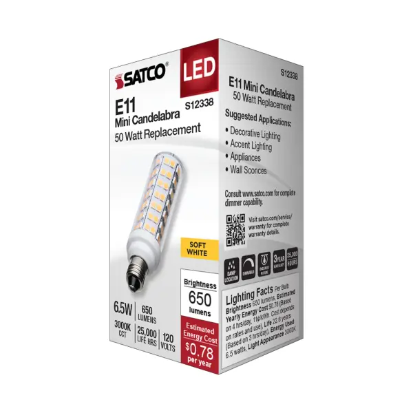 6.5 Watt T6 LED - Clear Finish - E11 Base - 3000K - 120 Volt - Image 6