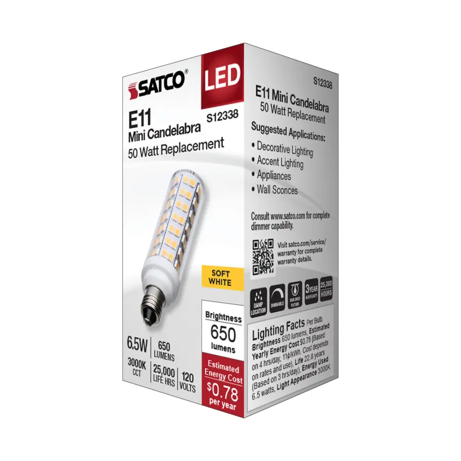 6.5 Watt T6 LED - Clear Finish - E11 Base - 3000K - 120 Volt - Image 6