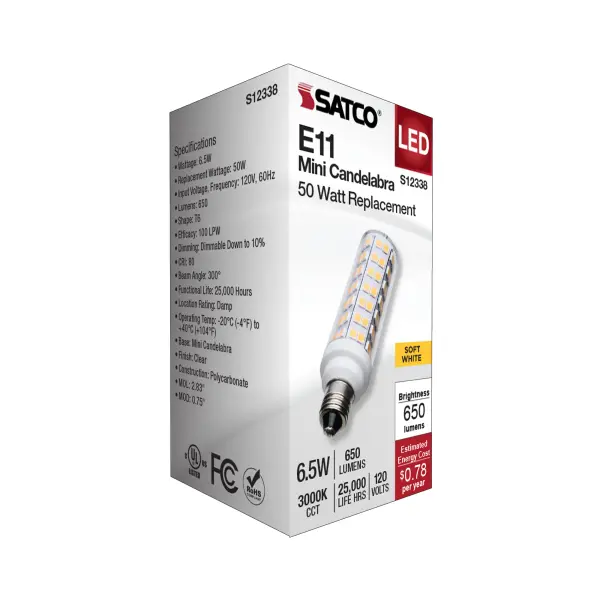 6.5 Watt T6 LED - Clear Finish - E11 Base - 3000K - 120 Volt - Image 7