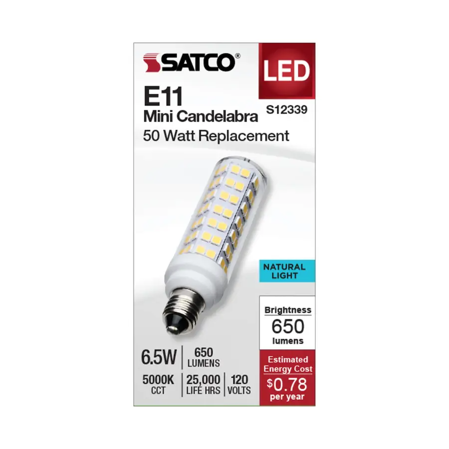 6.5 Watt T6 LED - Clear Finish - E11 Base - 5000K - 120 Volt - Image 2