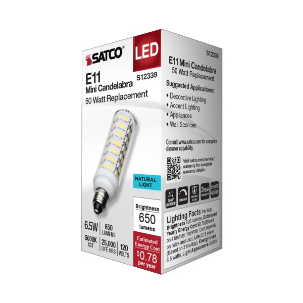 6.5 Watt T6 LED - Clear Finish - E11 Base - 5000K - 120 Volt - Image 6
