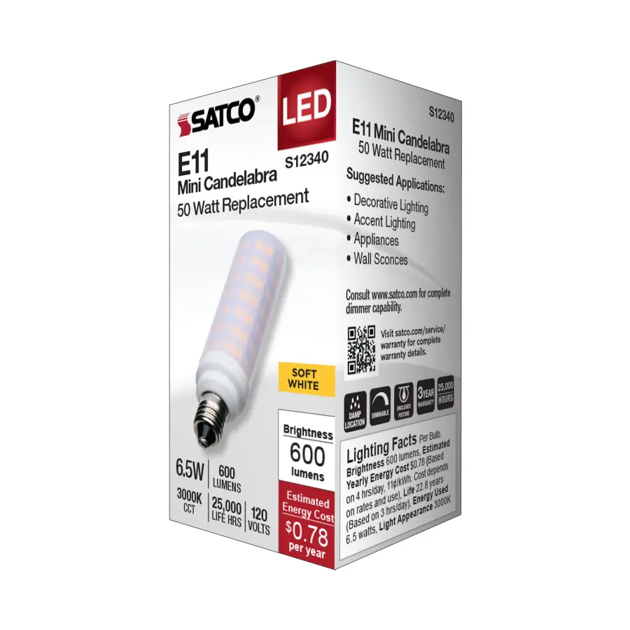 6.5 Watt T6 LED - Frost Finish - E11 Base - 3000K - 120 Volt - Image 6