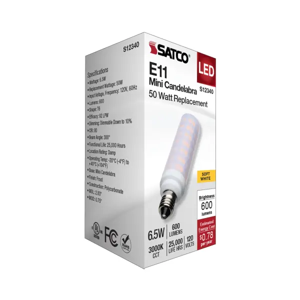 6.5 Watt T6 LED - Frost Finish - E11 Base - 3000K - 120 Volt - Image 7