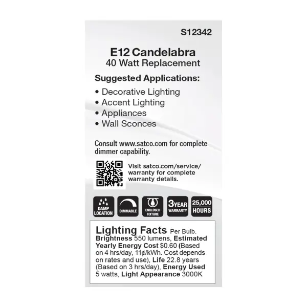 5 Watt T6 LED - Clear Finish - E12 Base - 3000K - 120 Volt - Image 4