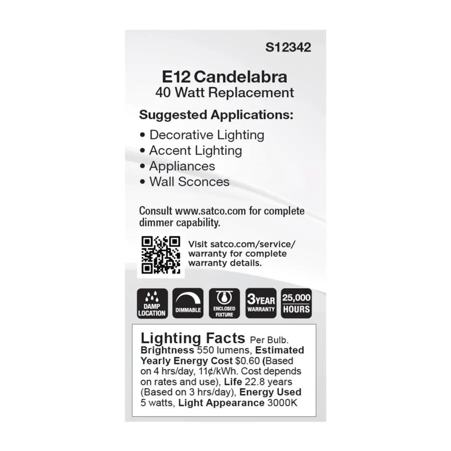 5 Watt T6 LED - Clear Finish - E12 Base - 3000K - 120 Volt - Image 4