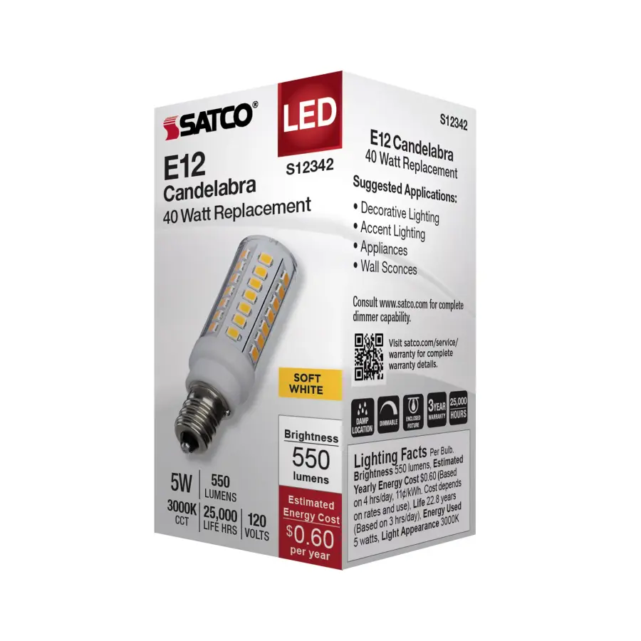 5 Watt T6 LED - Clear Finish - E12 Base - 3000K - 120 Volt - Image 6